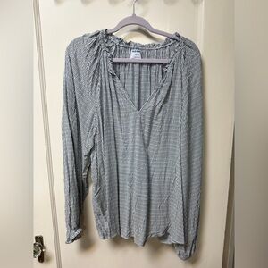 NWT Old Navy Blue and White Striped Peasant Blouse XXL Tall